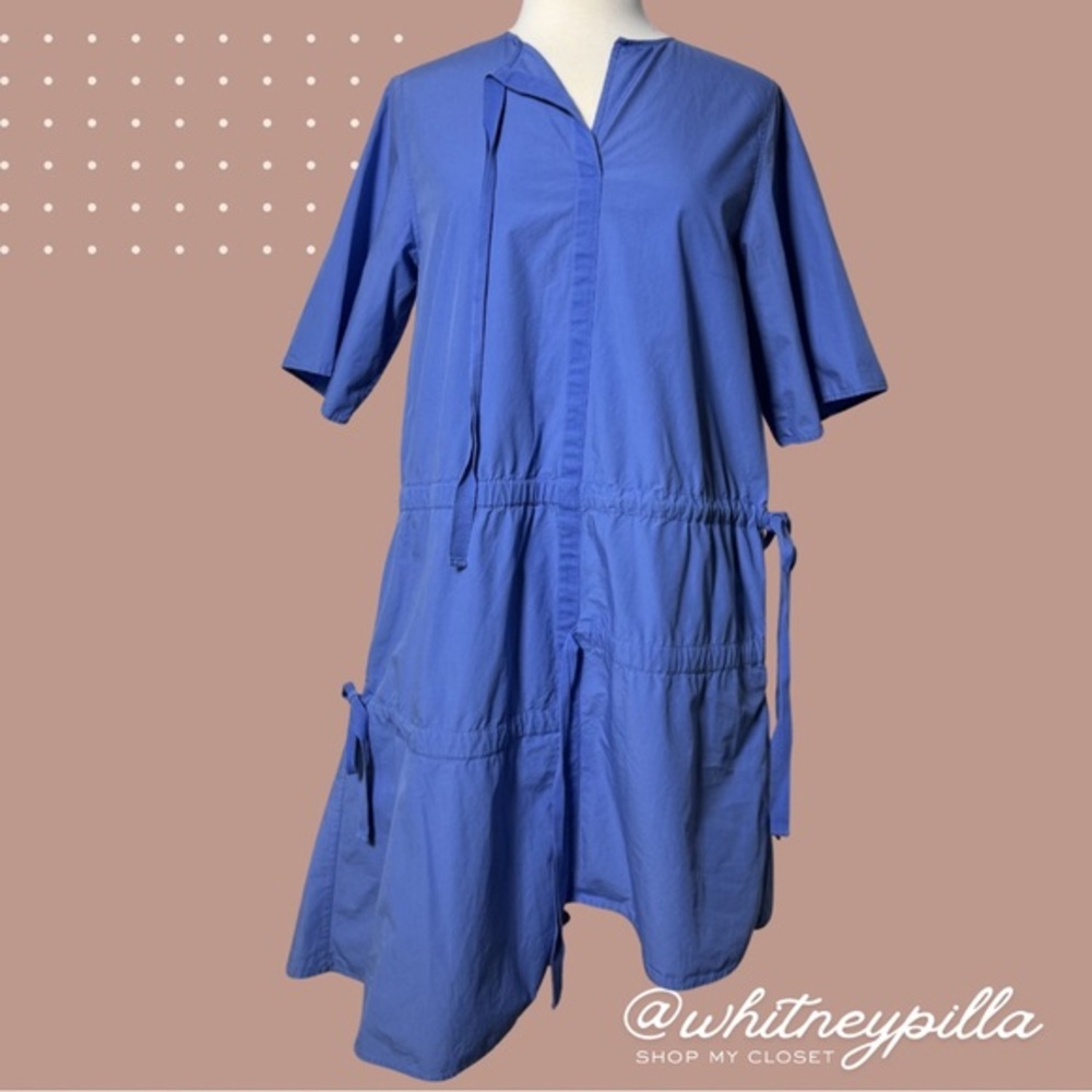 COS Cotton Short Sleeve Dress Poplin Tiered Midi Cobalt Blue 100% cotton Size 4